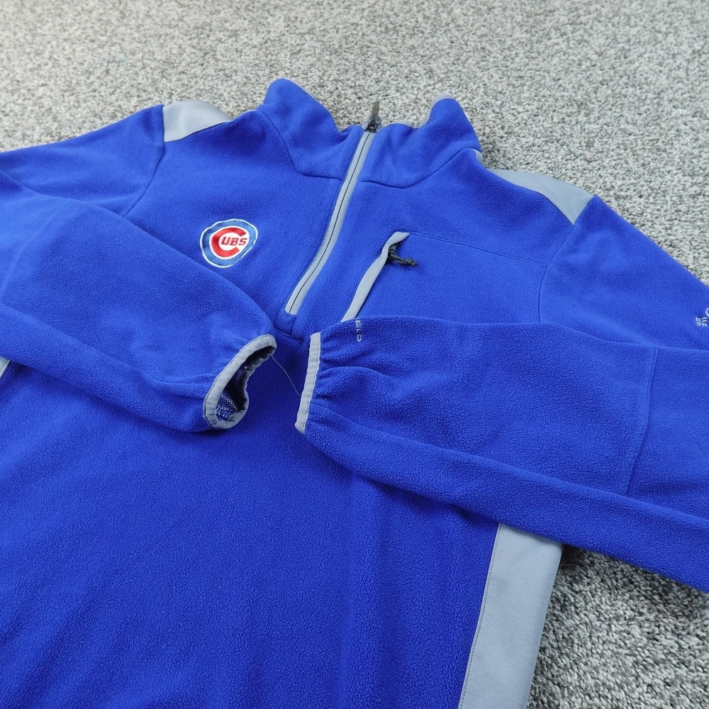 Chicago Cubs Jacket Mens M Blue MLB Baseball Columbia Fleece 1/4‎ Zip Pullover